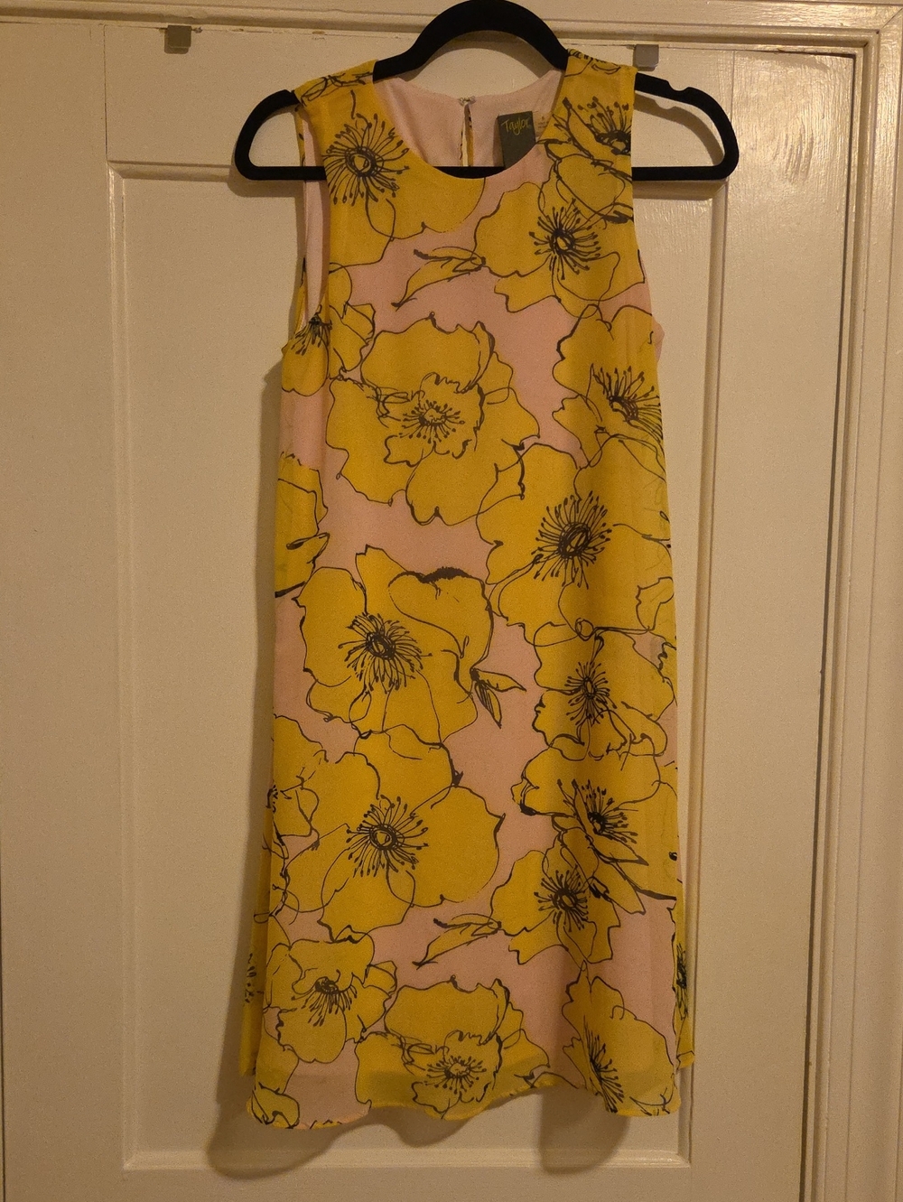 Taylor Pink Shift Dress with Yellow Floral Overlay